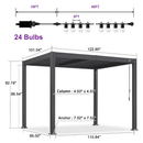PURPLE LEAF Caesar Louvered Pergola with Milky String Lights Patio Aluminum Pergola with Independent Adjustable Rainproof Roof Hardtop Pergola for Outdoor Deck Garden Yard