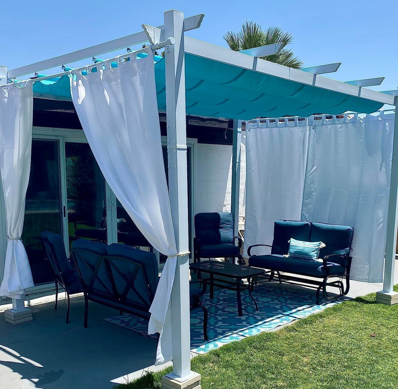 PURPLE LEAF Outdoor Retractable Pergola with Sun Shade Canopy Cover White Patio Metal Shelter for Garden Pavilion Grill Gazebo Grape Trellis Pergola