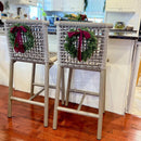 PURPLE LEAF Bar Stools Set of 2 with Back Aluminum Patio Counter Height Stools for Pool Lawn Kitchen All Weather Wicker Outdoor Bar Chairs