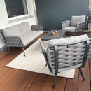PURPLE LEAF Patio Conversation Set 4 Pieces Rope Outdoor Patio Furniture with Coffee Table - Purple Leaf Garden