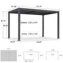 PURPLE LEAF Caesar Louvered Pergola with Milky String Lights Patio Aluminum Pergola with Independent Adjustable Rainproof Roof Hardtop Pergola for Outdoor Deck Garden Yard