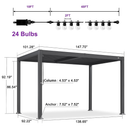 PURPLE LEAF Caesar Louvered Pergola with Milky String Lights Patio Aluminum Pergola with Independent Adjustable Rainproof Roof Hardtop Pergola for Outdoor Deck Garden Yard