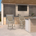 PURPLE LEAF Outdoor Woven Bar Stools, Aluminum Frame Counter Stools, for Pool Garden