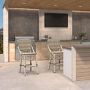 Clearance-PURPLE LEAF Outdoor Woven Bar Stools Set of 2, Aluminum Frame Counter Stools, for Pool Garden