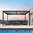 PURPLE LEAF Caesar Outdoor Louvered Pergola Patio Sun Shade Shelter with Adjustable Hardtop Patio Pergola Grey