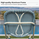 Clearance-PURPLE LEAF Outdoor Woven Bar Stools Set of 2, Aluminum Frame Counter Stools, for Pool Garden