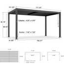 PURPLE LEAF Caesar Outdoor Louvered Pergola Patio Sun Shade Shelter with Adjustable Hardtop Patio Pergola Grey