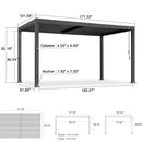 PURPLE LEAF Caesar Louvered Pergola with Yellow String Lights Patio Aluminum Pergola with Independent Adjustable Rainproof Roof Hardtop Pergola for Outdoor Deck Garden Yard