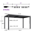 PURPLE LEAF Caesar Louvered Pergola with Milky String Lights Patio Aluminum Pergola with Independent Adjustable Rainproof Roof Hardtop Pergola for Outdoor Deck Garden Yard