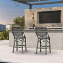 Clearance-PURPLE LEAF Outdoor Woven Bar Stools Set of 2, Aluminum Frame Counter Stools, for Pool Garden