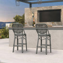 Clearance-PURPLE LEAF Outdoor Woven Bar Stools Set of 2, Aluminum Frame Counter Stools, for Pool Garden