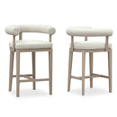 PURPLE LEAF Outdoor Bar Stools Set of 2 Modern Olefin Upholstered Barstools with Back and Armrest Bar Chairs for Garden Kitchen Island