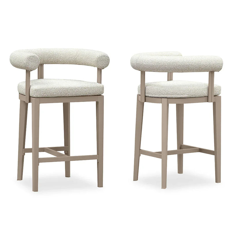 PURPLE LEAF Outdoor Bar Stools Set of 2 Modern Olefin Upholstered Barstools with Back and Armrest Bar Chairs for Garden Kitchen Island
