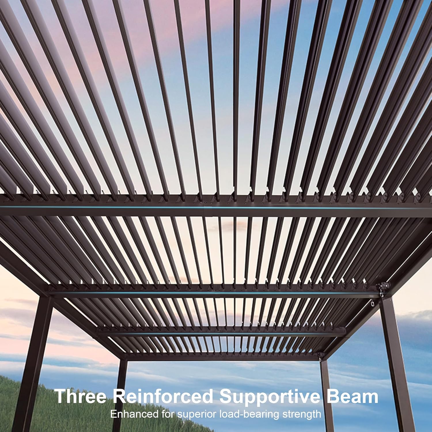 Bronze Aluminum Louvered Pergola | Shutter Wall, Rainproof