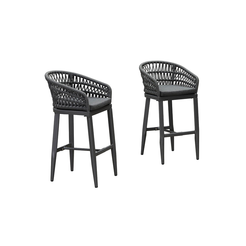 PURPLR LEAF Bar Stools Chair Set of 2, Rattan and Aluminum Frame with Comfortable Cushion