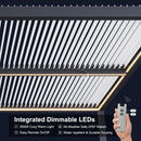 PURPLE LEAF Louvered Pergola Grey Outdoor Aluminum Pergola with Strip Lights Adjustable Gazebo for Patio Deck Garden