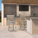 Clearance-PURPLE LEAF Outdoor Woven Bar Stools Set of 2, Aluminum Frame Counter Stools, for Pool Garden