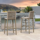 PURPLE LEAF Bar Stools Set of 2 with Back Aluminum Patio Counter Height Stools for Pool Lawn Kitchen All Weather Wicker Outdoor Bar Chairs