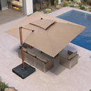 PURPLE LEAF SUNBRELLA Cantilever Umbrella Deluxe Wood Pattern Patio Umbrella
