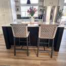 PURPLE LEAF Bar Stools Set of 2 with Back Aluminum Patio Counter Height Stools for Pool Lawn Kitchen All Weather Wicker Outdoor Bar Chairs