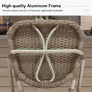 Clearance-PURPLE LEAF Outdoor Woven Bar Stools Set of 2, Aluminum Frame Counter Stools, for Pool Garden