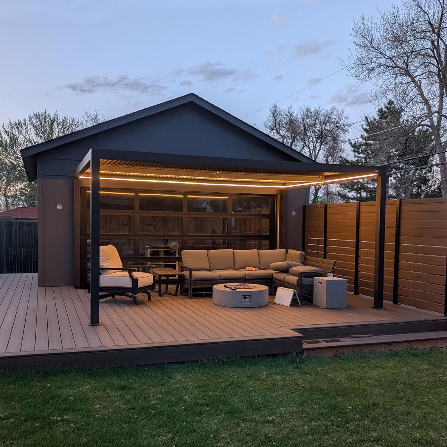 PURPLE LEAF Athena Louvered Pergola Bronze Outdoor Aluminum Pergola wi