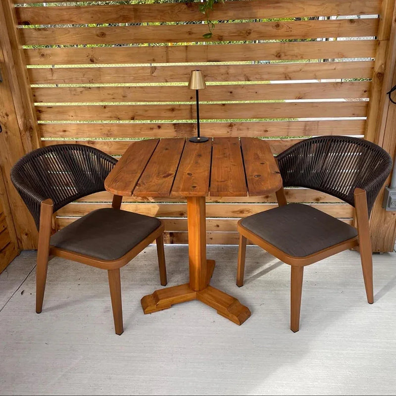 PURPLE LEAF 2 Pieces Patio Dining Chair All-Weather Wicker Aluminum Frame for Lawn Garden Backyard Deck Outdoor Dining Chair with Cushions, Brown