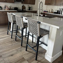 PURPLE LEAF Bar Stools Set of 2 with Back Aluminum Patio Counter Height Stools for Pool Lawn Kitchen All Weather Wicker Outdoor Bar Chairs