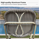 Clearance-PURPLE LEAF Outdoor Woven Bar Stools Set of 2, Aluminum Frame Counter Stools, for Pool Garden