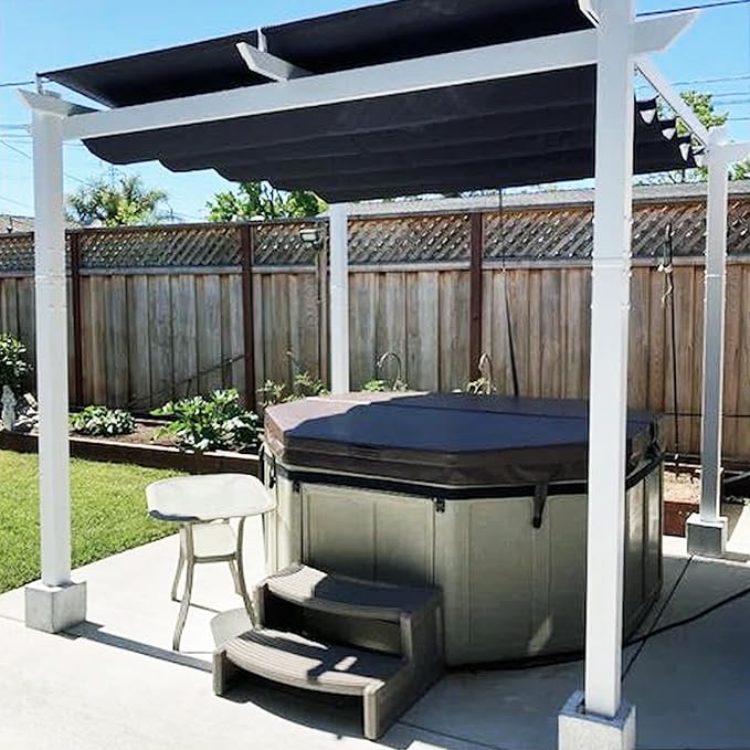 PURPLE LEAF Outdoor Retractable Pergola with Double Sun Shade Canopy White Heavy-Duty Aluminum Pergola Patio Modern Pergola for Garden Deck Backyard