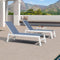 PURPLE LEAF Outdoor Chaise Lounge Chairs Set of 2 White Aluminum Lounge Chair Five-Position Adjustable Chaise with Wheels and Table for Pool Deck Patio