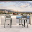 Clearance - PURPLE LEAF Patio Sunbrella Bar Stools Rattan Bar Aluminum Bar Stool Outdoor Barstools with Back and Cushion for Garden Kitchen Island