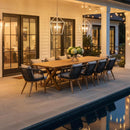 PURPLE LEAF Teak Patio Dining Set with Cushions and Pillow All-Weather Wicker Patio Table Set for Garden, Deck, and Yard