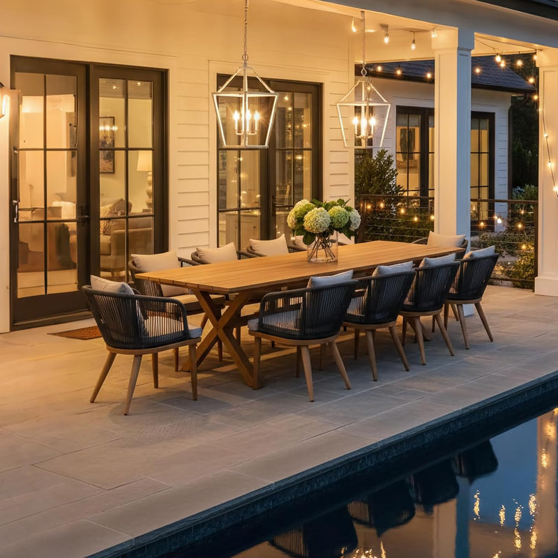 PURPLE LEAF Teak Patio Dining Set with Cushions and Pillow All-Weather Wicker Patio Table Set for Garden, Deck, and Yard