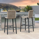PURPLE LEAF Bar Stools Set of 2 with Back Aluminum Patio Counter Height Stools for Pool Lawn Kitchen All Weather Wicker Outdoor Bar Chairs