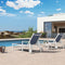PURPLE LEAF Outdoor Chaise Lounge Chairs Set of 2 White Aluminum Lounge Chair Five-Position Adjustable Chaise with Wheels and Table for Pool Deck Patio