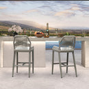 Clearance - PURPLE LEAF Patio Sunbrella Bar Stools Rattan Bar Aluminum Bar Stool Outdoor Barstools with Back and Cushion for Garden Kitchen Island