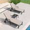 PURPLE LEAF Aluminum Outdoor Chaise Lounge with Wheels and Armrests for Pool Backyard Beach