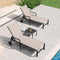 PURPLE LEAF Aluminum Outdoor Chaise Lounge with Wheels and Armrests for Pool Backyard Beach - Purple Leaf Garden