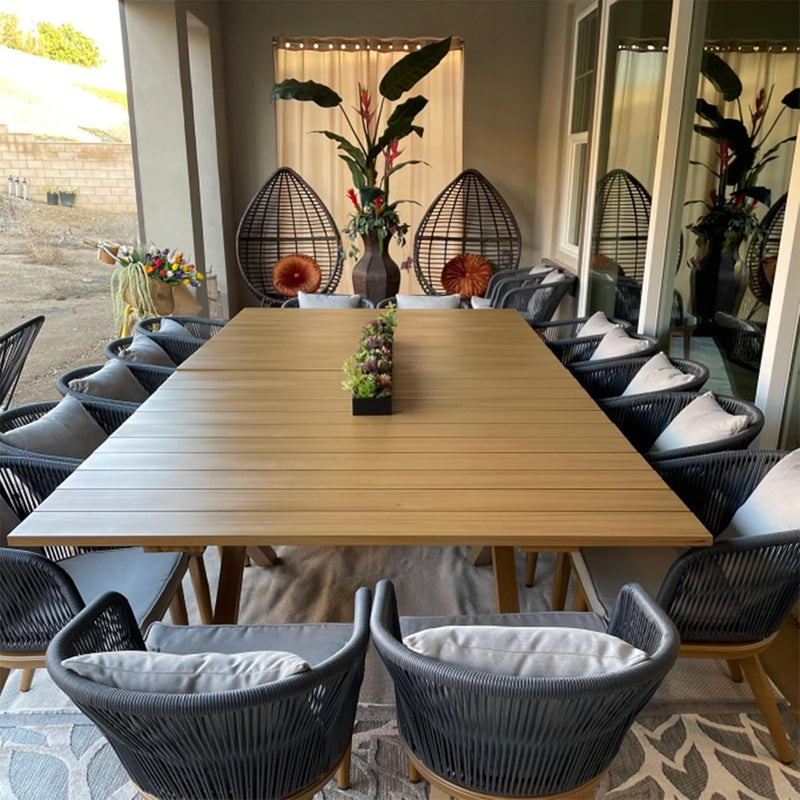 PURPLE LEAF Teak Patio Dining Set with Cushions and Pillow All-Weather Wicker Patio Table Set for Garden, Deck, and Yard