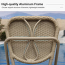 Clearance-PURPLE LEAF Outdoor Woven Bar Stools Set of 2, Aluminum Frame Counter Stools, for Pool Garden