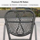 Clearance-PURPLE LEAF Outdoor Woven Bar Stools Set of 2, Aluminum Frame Counter Stools, for Pool Garden