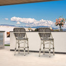 Clearance-PURPLE LEAF Outdoor Woven Bar Stools Set of 2, Aluminum Frame Counter Stools, for Pool Garden