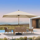 PURPLE LEAF Patio Market Umbrella Aluminum Outdoor Table Umbrella with Wood Color