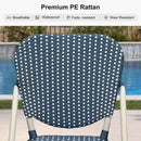 Clearance-PURPLE LEAF Outdoor Woven Bar Stools Set of 2, Aluminum Frame Counter Stools, for Pool Garden