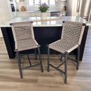 PURPLE LEAF Bar Stools Set of 2 with Back Aluminum Patio Counter Height Stools for Pool Lawn Kitchen All Weather Wicker Outdoor Bar Chairs