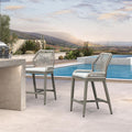 Clearance - PURPLE LEAF Patio Sunbrella Bar Stools Rattan Bar Aluminum Bar Stool Outdoor Barstools with Back and Cushion for Garden Kitchen Island
