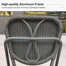 Clearance-PURPLE LEAF Outdoor Woven Bar Stools Set of 2, Aluminum Frame Counter Stools, for Pool Garden