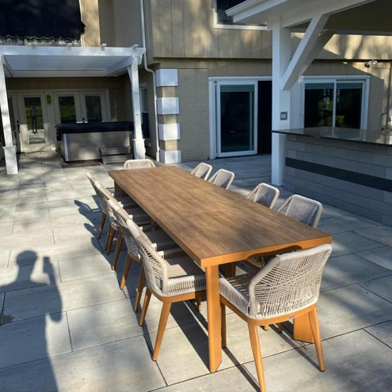 PURPLE LEAF 7/9/11 Pieces Dining Set Patio Metal Rectangular Table and Wicker Rattan Chairs