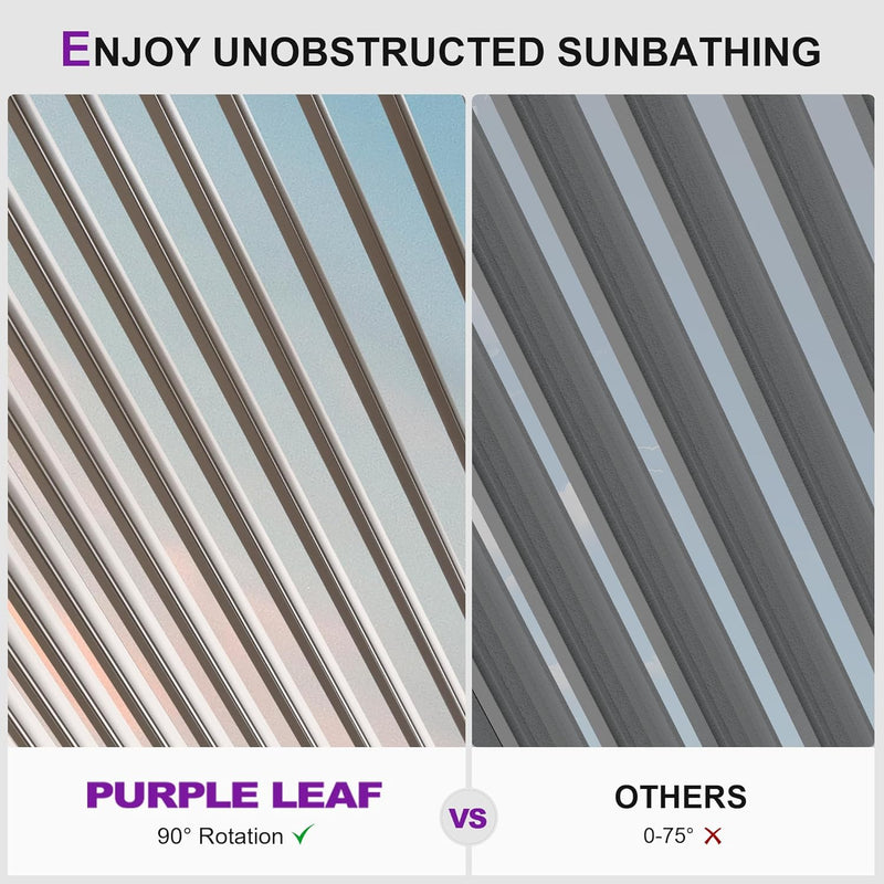 PURPLE LEAF Louvered Pergola Outdoor Aluminum Pergola with Adjustable Roof for Deck Backyard Garden Hardtop Gazebo